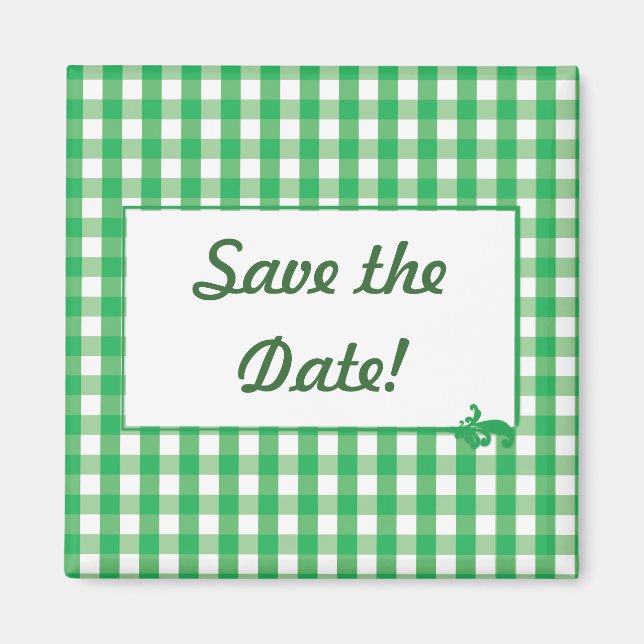 Imã Padrão de Verificação de Gingham Verde (Frente)