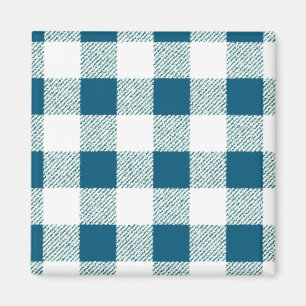 Imã Padrão de Verificação de Gingham Verde Azul