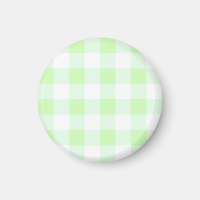 Imã Padrão de Verificação de Gingham Verde Claro (Frente)