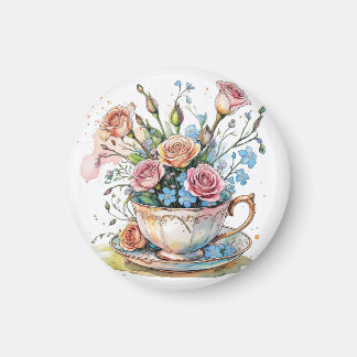 Imã Padrão de videira floral – Arte boho de aquarela s
