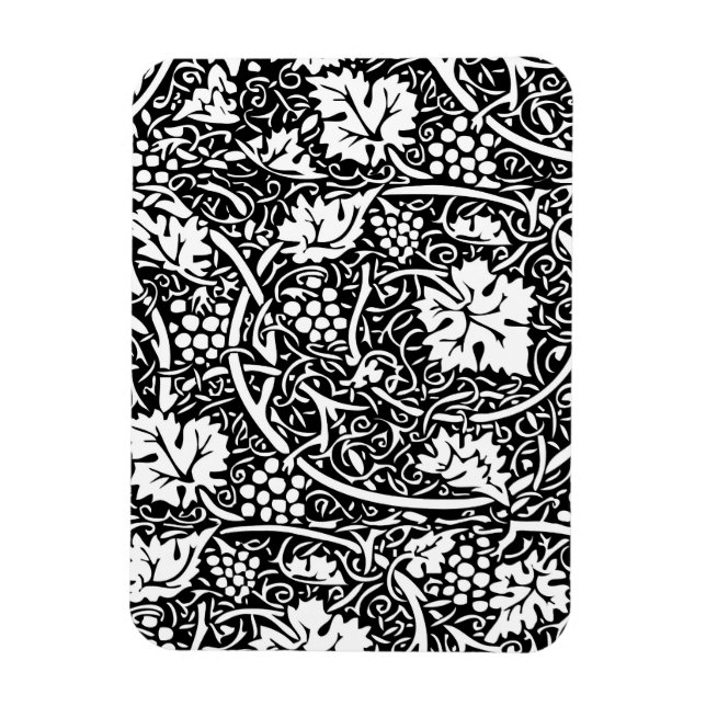Ímã Padrão de videira preta e branca de William Morris (Vertical)