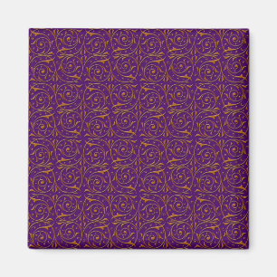 Imã Padrão de Videira Roxo e Dourado