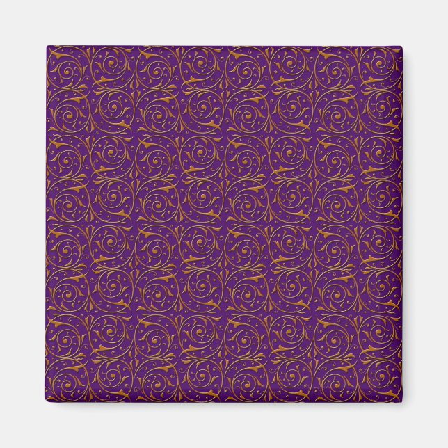Imã Padrão de Videira Roxo e Dourado (Frente)