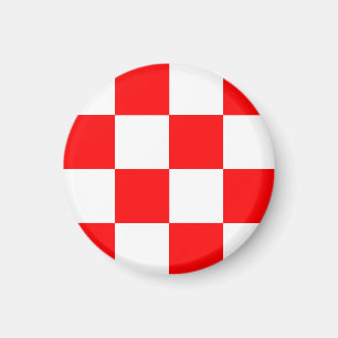 Imã Padrão de Xadrez Vermelho e Branco