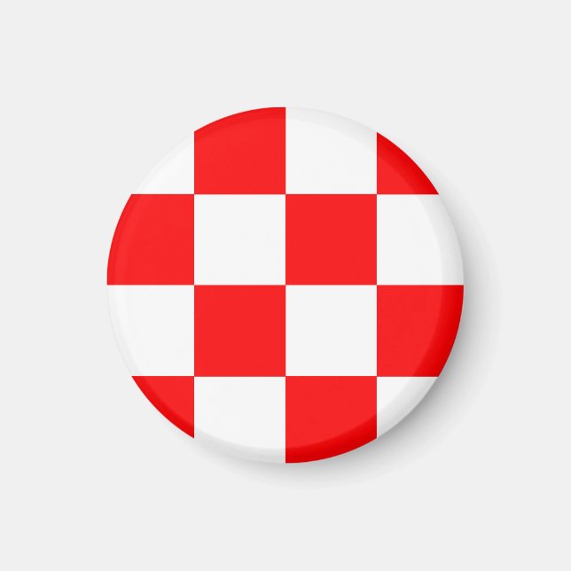 Imã Padrão de Xadrez Vermelho e Branco (Frente)