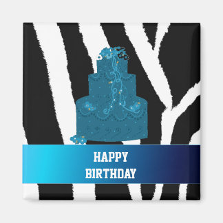 Imã Padrão de Zebra com Bolo de Aniversário