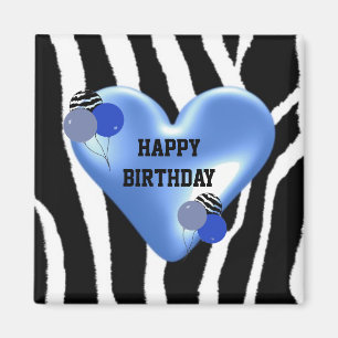 Imã Padrão de Zebra de Aniversário com Balões