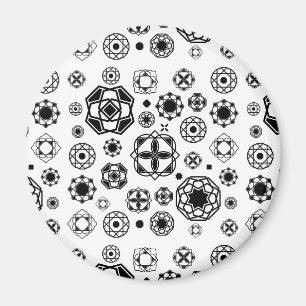 Imã Padrão decorativo arabesco preto e branco fofo