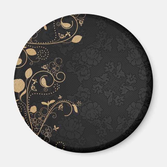 Imã Padrão Decorativo Preto e Dourado (Frente)