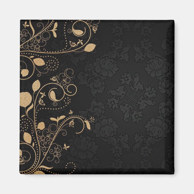 Imã Padrão Decorativo Preto e Dourado (Frente)