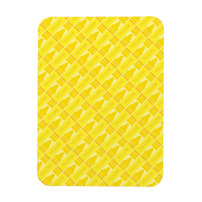 Ímã Padrão Divertido de Lápis de Cor Amarelo (Vertical)