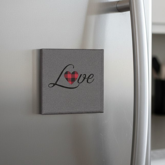 Imã Padrão do Knit de Amor da Xadrez Vermelha Cozy (Criador carregado)