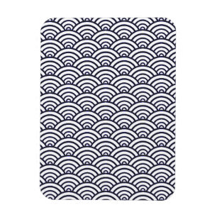 Ímã Padrão do oceano Japonês Azul e Branco