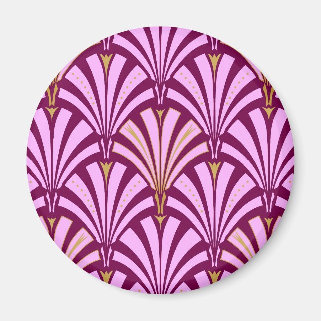 Imã Padrão do ventilador Art Deco - orquídea e roxo (Frente)