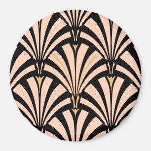 Imã Padrão do ventilador Art Deco - pêssego em preto