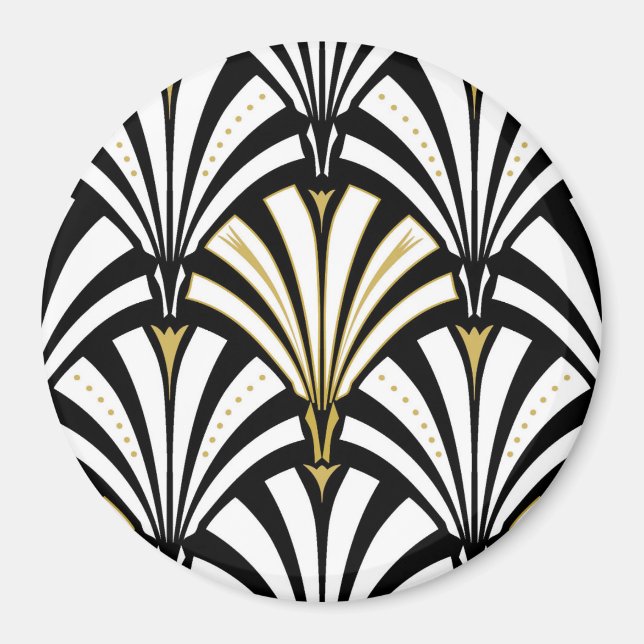 Imã Padrão do ventilador Art Deco - preto e branco (Frente)