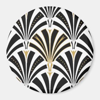 Imã Padrão do ventilador Art Deco - preto e branco