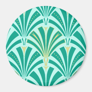 Imã Padrão do ventilador Art Deco - turquesa no aqua