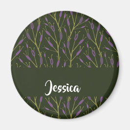 Imã Padrão dos ramos florais roxos e verdes