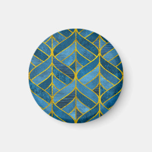 Imã Padrão Dourado do Grunge Azul