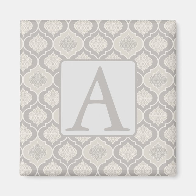 Imã Padrão Elegante de Trellis marroquina em tons neut (Frente)