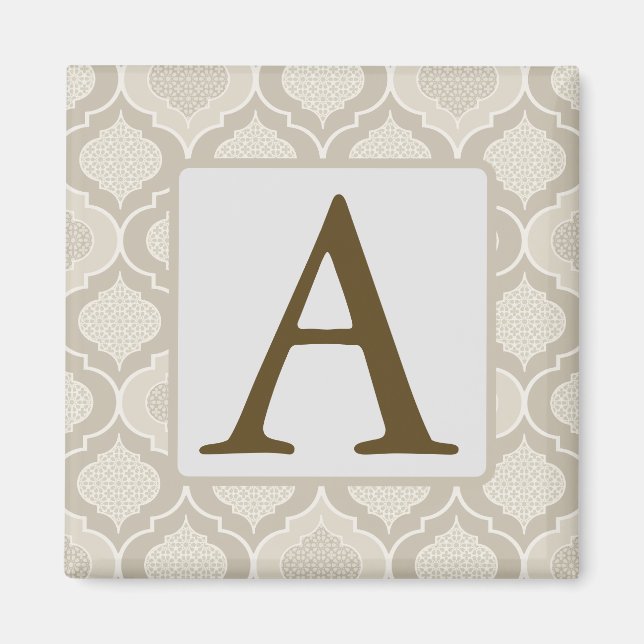 Imã Padrão Elegante de Trellis marroquina em tons neut (Frente)