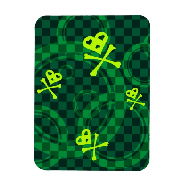 Ímã Padrão Emo Verde Com Círculos (Vertical)