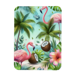 Ímã Padrão Flamingos & Coconuts