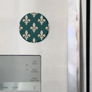 Imã Padrão Flor de Lis, Creme Real Francês no Verde