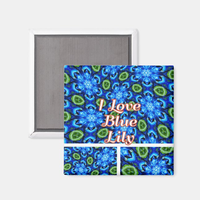 Imã Padrão Floral abstrato Azul (Front/Back)