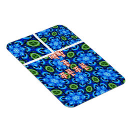 Ímã Padrão Floral abstrato Azul