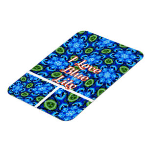 Ímã Padrão Floral abstrato Azul