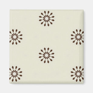 Imã Padrão floral abstrato creme e marrom