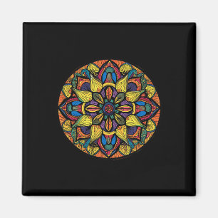 Imã Padrão Floral Abstrato de Mandala de Geometria Sag