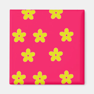 Imã Padrão floral amarelo a rosa