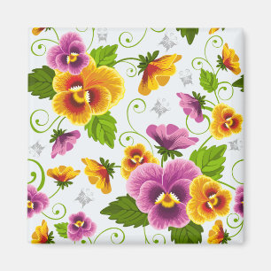 Imã Padrão floral amarelo e rosa