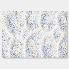 Imã Padrão Floral Aquarela Azul Branco Suave Elegante