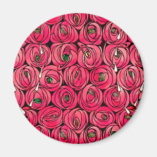 Imã Padrão Floral Art Nouveau Rosa Rennie Mackintosh