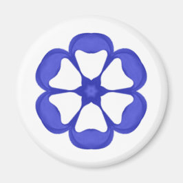 Imã Padrão Floral Azul Redondo