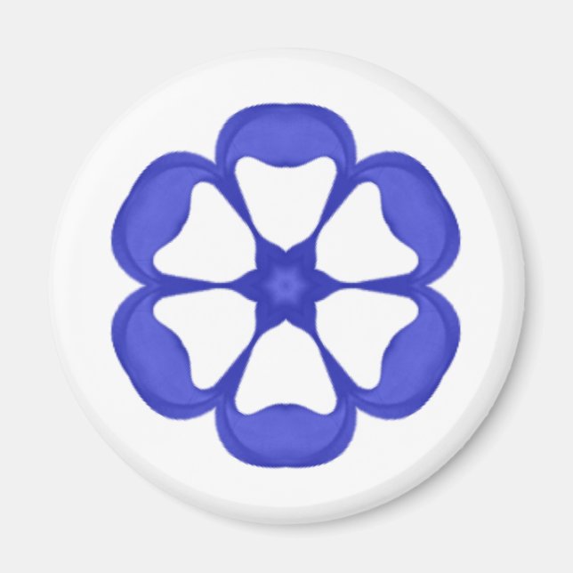 Imã Padrão Floral Azul Redondo (Frente)