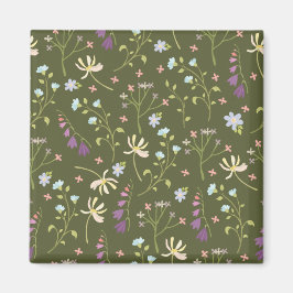 Imã Padrão Floral Botânico Vitoriano Escuro e Sombrio