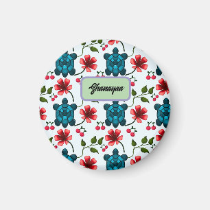 Imã Padrão Floral Cereja Tropical de Tartaruga Persona
