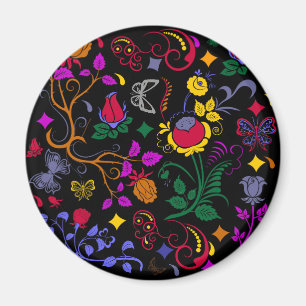 Imã Padrão floral colorido fofo
