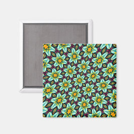 Imã Padrão Floral das Estrelas Verdes