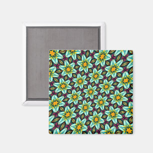 Imã Padrão Floral das Estrelas Verdes