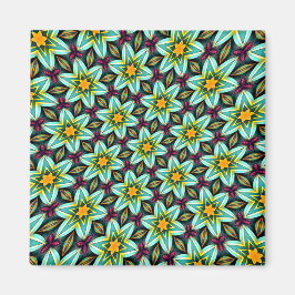 Imã Padrão Floral das Estrelas Verdes