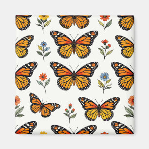 Imã Padrão Floral de Borboleta Monarca