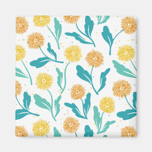 Imã Padrão Floral de Dandelion Amarelo - Inspirado na