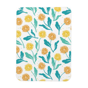 Ímã Padrão Floral de Dandelion Amarelo - Inspirado na