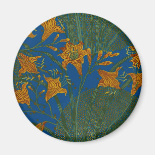Imã Padrão Floral de Dia Lírio Vintage de Walter Crane